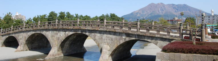 桜島と橋の写真